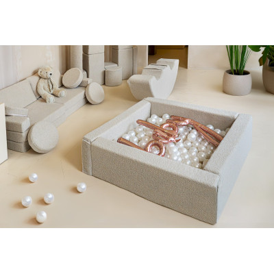 Piscine à balles carrée en cuir écologique avec 200 balles, bouclé Piscine à balles carrée en cuir écologique avec 200 balles, bouclé